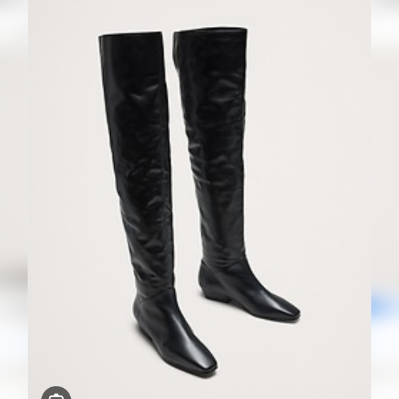 Banana Republic Italian Leather Black Over-the-Knee Women's Boots Size 7 NWOT